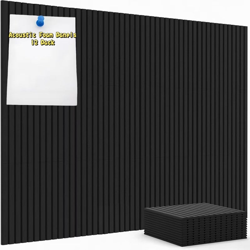Aipiahio لوحة فلين كبيرة للجدار 36" × 24"، لوحة إعلانات سوداء، 12 قطعة من بلاط الفelt للجدران مع 40 دبابيس دفع، لوحات الفلين لمكتب دبابيس التثبيت، ديكور جدران المدرسة - Image 1